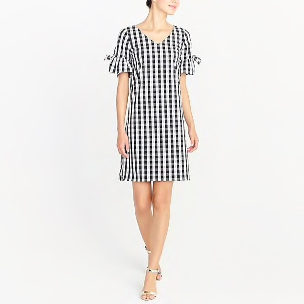 J.Crew Tie Sleeve Gingham Dress